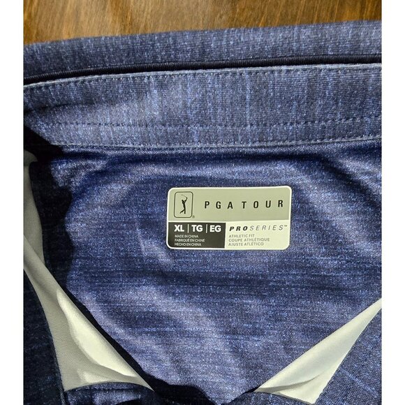 PGA Tour Mens XL Pro Series Blue Performance Polo Shirt Soft Golf Fade Geo Print - Picture 5 of 10